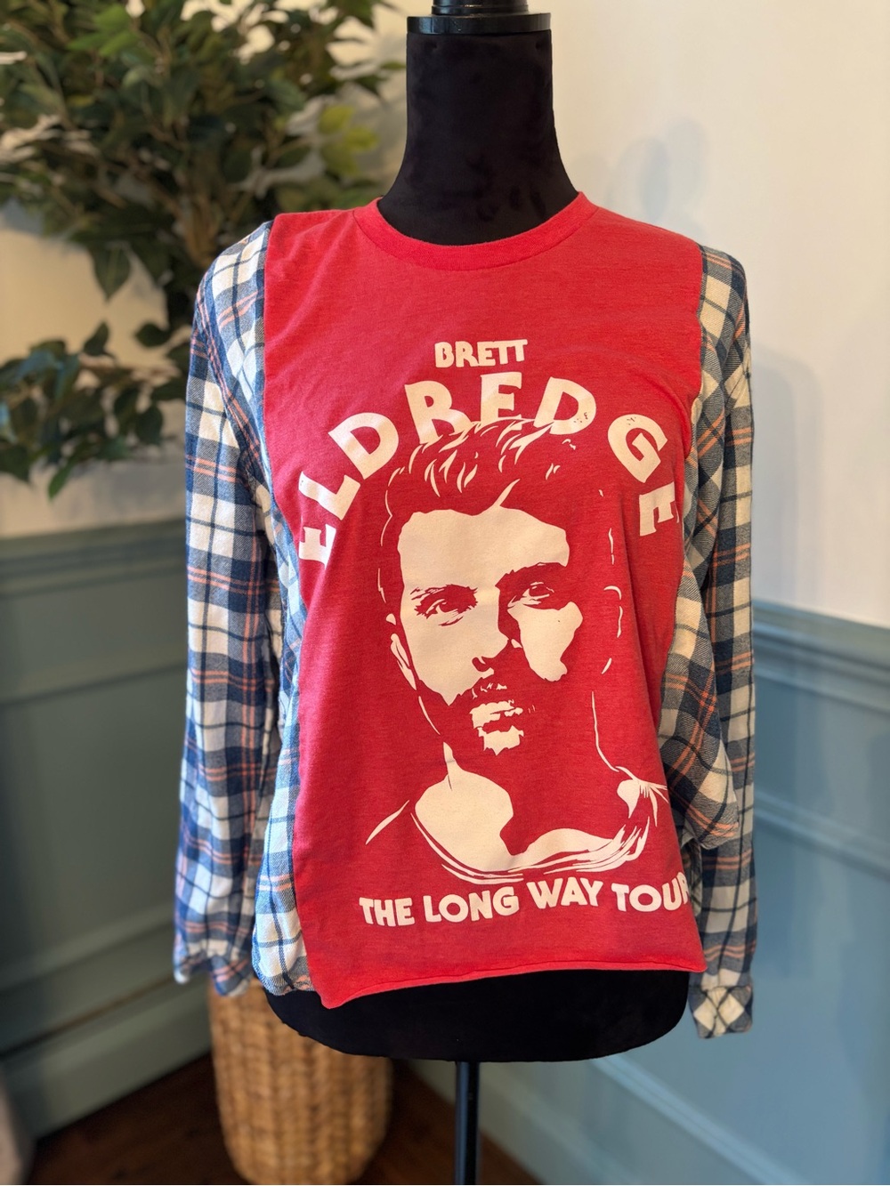 Upcycled Red Brett Eldredge The Long Way Tour Men’s Shirt
